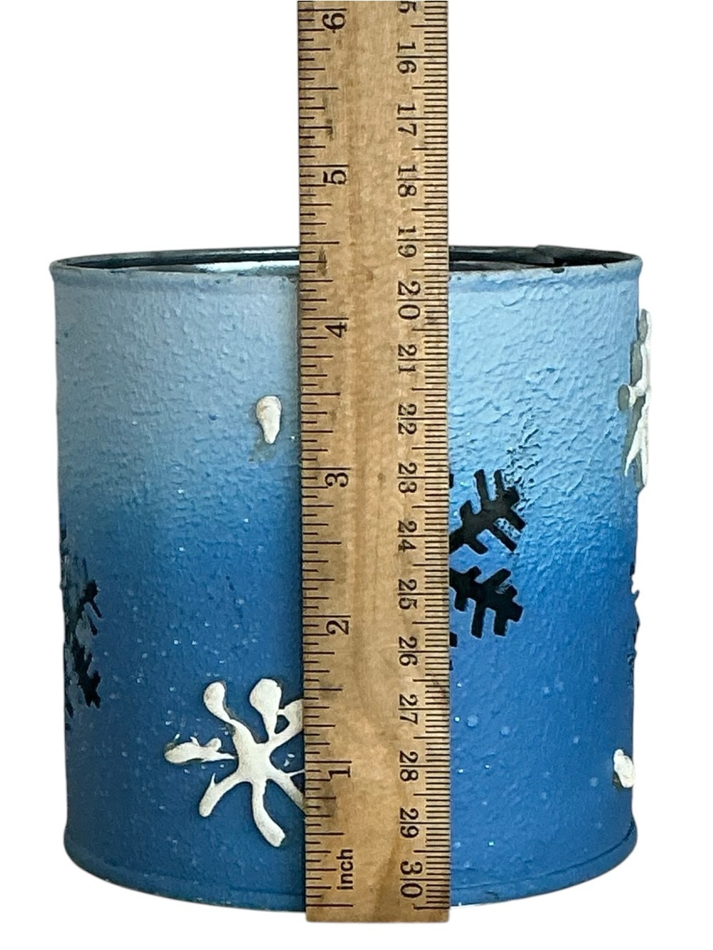 Metal Candle Holder Jar Lamp Shade Winter Holiday Table Decor Blue Vintage 1990 - Picture 6 of 16
